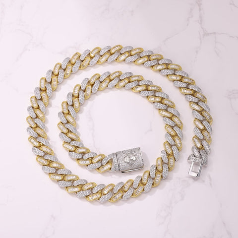 14MM Baguette & Diamond Two Tone Chain