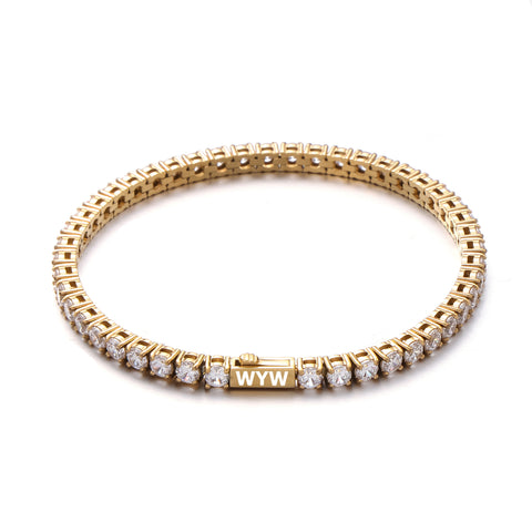 4MM Yellow Gold Tennis Bracelet