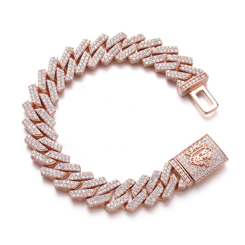 14MM Rose Gold Raised Cuban Bracelet