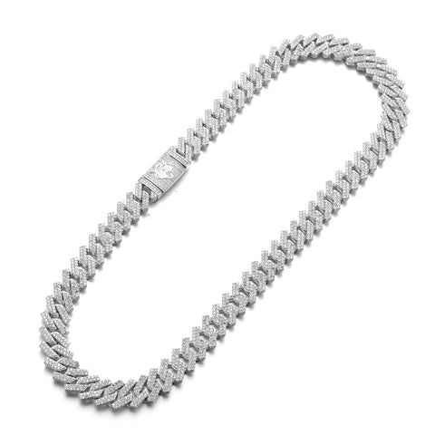 14MM White Gold Raised Cuban Chain